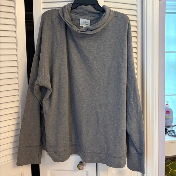 Aerie Ott Fleece Hoodie Grey Size XXL Mockneck Pullover Sweatshirt - Picture 4 of 6